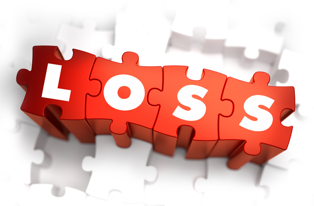 Loss - Text on Red Puzzles with White Background and Selective Focus.